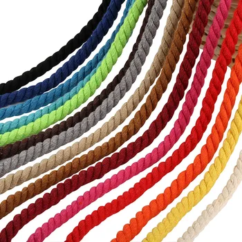 10 метра цветни 10 мм три усукани памучни въжета низ кабел за чанта шнур колан ръчно изработени DIY аксесоари 14 цвята