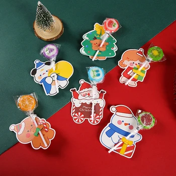 12Pcs бонбони пакет коледно парти карта лосове снежен човек близалка притежателя бисквити декорация детски подарък Начало DIY консумативи Изображение 0