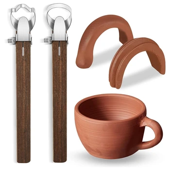 2 парчета скулптура скрепер керамика дърворезба инструмент керамика чаша дръжка форма инструмент глина екструдер инструмент с дървена дръжка лесен за използване