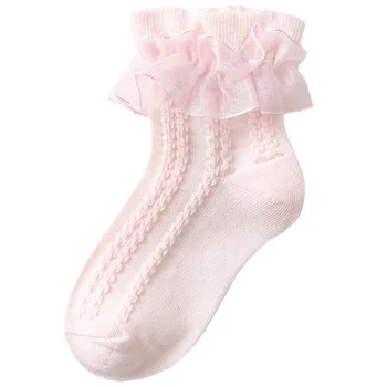 20Pairs/Lot Girl Cotton Soft Ruffle Lace Дишащи качествени чорапи Момичета Училищни чорапи Парти сцена Обличане Сладки чорапи Размер 21-37 Изображение 0