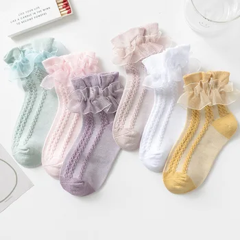 20Pairs/Lot Girl Cotton Soft Ruffle Lace Дишащи качествени чорапи Момичета Училищни чорапи Парти сцена Обличане Сладки чорапи Размер 21-37 Изображение 1