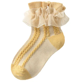 20Pairs/Lot Girl Cotton Soft Ruffle Lace Дишащи качествени чорапи Момичета Училищни чорапи Парти сцена Обличане Сладки чорапи Размер 21-37 Изображение 3