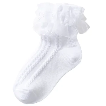 20Pairs/Lot Girl Cotton Soft Ruffle Lace Дишащи качествени чорапи Момичета Училищни чорапи Парти сцена Обличане Сладки чорапи Размер 21-37 Изображение 4