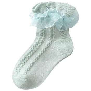 20Pairs/Lot Girl Cotton Soft Ruffle Lace Дишащи качествени чорапи Момичета Училищни чорапи Парти сцена Обличане Сладки чорапи Размер 21-37 Изображение 5