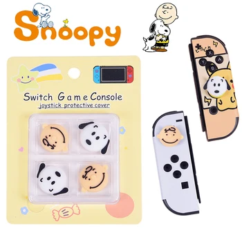 4PCS Snoopy джойстик случай за Nintendo Switch OLED Lite Joycon Cap Console Joy Cons Game Сладък протектор Grip Thumbstick Cover