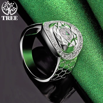 925 стерлинги сребро лъскав кръг AAA циркон пръстен за жени пръстени мода парти банкет рожден ден сватба чар бижута Изображение 2