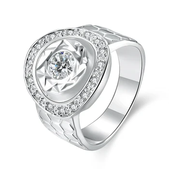 925 стерлинги сребро лъскав кръг AAA циркон пръстен за жени пръстени мода парти банкет рожден ден сватба чар бижута Изображение 5