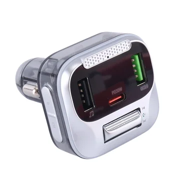 E75 кола Bluetooth FM предавател USB зарядно за кола Консумативи за кола Черно Изображение 2