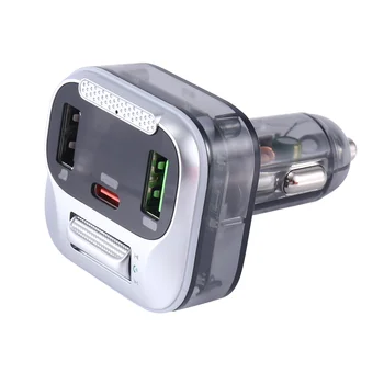 E75 кола Bluetooth FM предавател USB зарядно за кола Консумативи за кола Черно Изображение 3