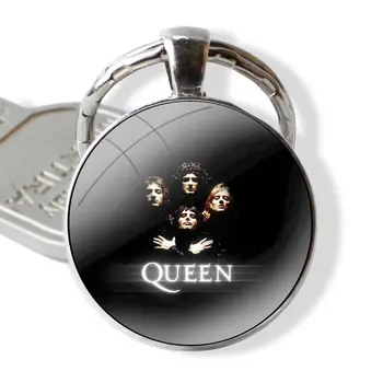 Glass Cabochon ключодържател висулка кола ключодържатели ръчно изработени Queen Rock Group Изображение 1