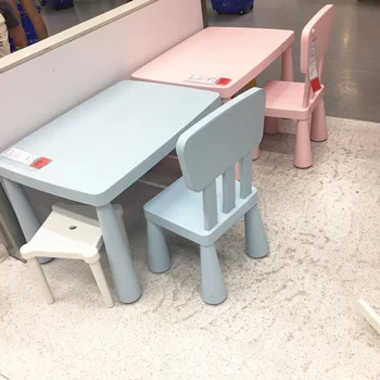 Hooki детска градина маса пластмасови правоъгълна зона за четене бебе 2 години деца писане маса и стол деца учебна маса