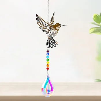 Kingfisher Колибри Bird Rainbow Spacer топчета полски AB цвят конско око кристал висулка Aurora Suncatcher градина висящи декор Изображение 0