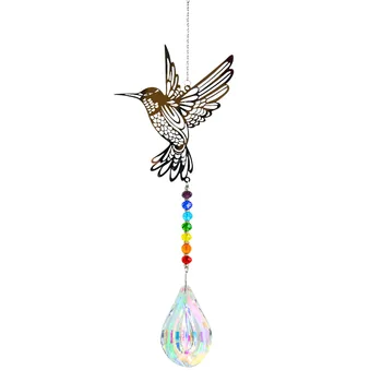 Kingfisher Колибри Bird Rainbow Spacer топчета полски AB цвят конско око кристал висулка Aurora Suncatcher градина висящи декор Изображение 5