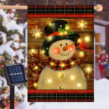 LED снежен човек градина флаг празнична Коледа градина флаг: Превърнете двора си в зимен рай със снежен човек низ светлина флаг Изображение 4