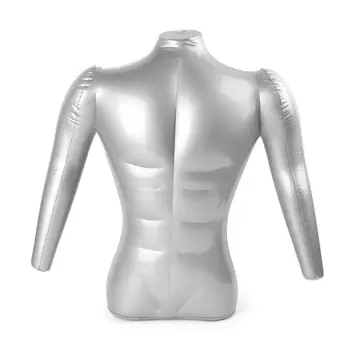 Man половин тяло с ръка PVC надуваеми манекен мъжки манекен торс модел мода, използвани като върховете Колие бижута шал дисплей Изображение 1