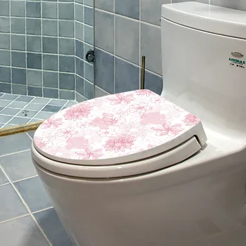 Multi стилове цвете тоалетна капак стикери баня декорация баня електростатични подвижни живопис стенопис тоалетна капак капак Изображение 4