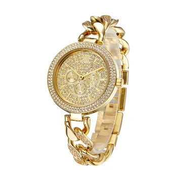 UTHAI V12 мъжки часовник мода тенденция луксозен диамант хип-хоп кубинска верига Дамски кварцови часовници пълен диамантен водоустойчив часовник Изображение 0