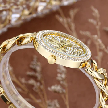 UTHAI V12 мъжки часовник мода тенденция луксозен диамант хип-хоп кубинска верига Дамски кварцови часовници пълен диамантен водоустойчив часовник Изображение 3