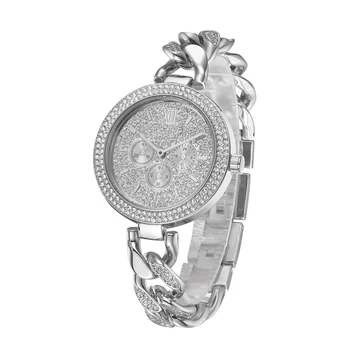 UTHAI V12 мъжки часовник мода тенденция луксозен диамант хип-хоп кубинска верига Дамски кварцови часовници пълен диамантен водоустойчив часовник Изображение 4