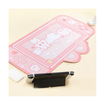 Голям Kawaii Gaming мишка подложка сладък карикатура заек уши розово бюро мат водоустойчив без приплъзване лаптоп бюро аксесоари Изображение 3