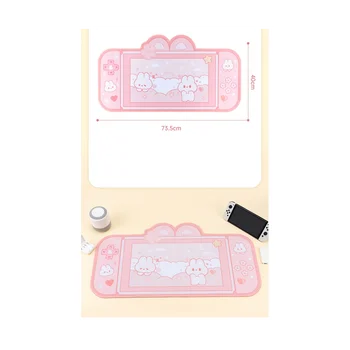 Голям Kawaii Gaming мишка подложка сладък карикатура заек уши розово бюро мат водоустойчив без приплъзване лаптоп бюро аксесоари Изображение 4