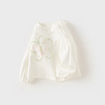 Дейв Бела 2024 Нова пролетна бебешка тениска за момиче Детски топ памук Ежедневни дълги ръкави Сладък сладък Нежен Открит Парти DB1248076 Изображение 2