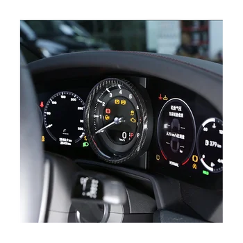 За Porsche 911 2019-2020 Сухи въглеродни влакна метър дисплей екран капак табло пръстен тахометър рамка аксесоари Изображение 2