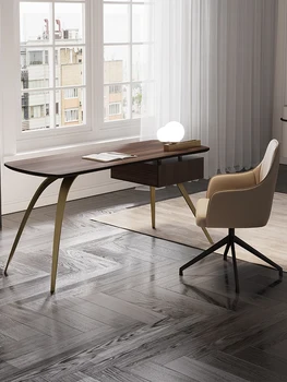италианско светло луксозно бюро от масивно дърво, просто модерно малко домакинско бюро, компютърно бюро Изображение 0