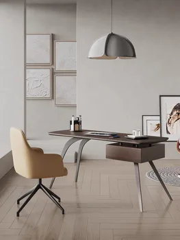 италианско светло луксозно бюро от масивно дърво, просто модерно малко домакинско бюро, компютърно бюро Изображение 1