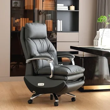 Кожен изпълнителен мобилен стол за бюро Геймърски компютър Ергономични офис столове Четене Cadeira de Escritorio Home Office Изображение 0