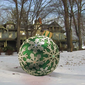  Коледна топка орнаменти със светлина 60 см голяма външна вътрешна коледна украса надуваема топка коледна играчка подарък Изображение 0