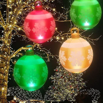  Коледна топка орнаменти със светлина 60 см голяма външна вътрешна коледна украса надуваема топка коледна играчка подарък Изображение 2