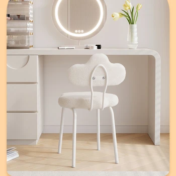 Крем стил грим стол мебели модерен минимализъм преносим стол домакин светлина луксозен суета стол удобно заседание Изображение 3