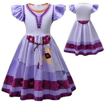 Къс ръкав лилави рокли филм желание косплей костюм момиче принцеса рокля облекло карнавал Великден маскарад рожден ден рокля Изображение 0