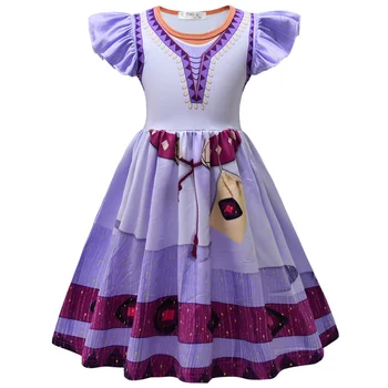 Къс ръкав лилави рокли филм желание косплей костюм момиче принцеса рокля облекло карнавал Великден маскарад рожден ден рокля Изображение 2