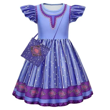 Къс ръкав лилави рокли филм желание косплей костюм момиче принцеса рокля облекло карнавал Великден маскарад рожден ден рокля Изображение 3