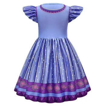 Къс ръкав лилави рокли филм желание косплей костюм момиче принцеса рокля облекло карнавал Великден маскарад рожден ден рокля Изображение 4
