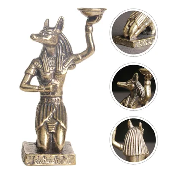 Месинг Египетска статуя Злато Офис декор Занаятчийски статуи Декорация Свещник Творческа златна фигурка Анубис изящна Изображение 0