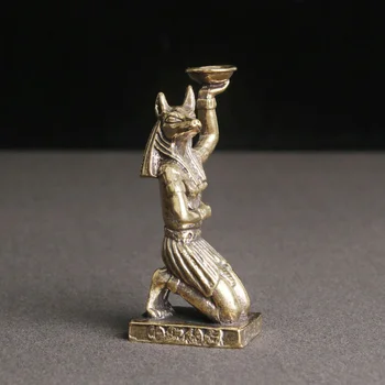 Месинг Египетска статуя Злато Офис декор Занаятчийски статуи Декорация Свещник Творческа златна фигурка Анубис изящна Изображение 1