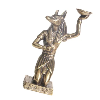 Месинг Египетска статуя Злато Офис декор Занаятчийски статуи Декорация Свещник Творческа златна фигурка Анубис изящна Изображение 4