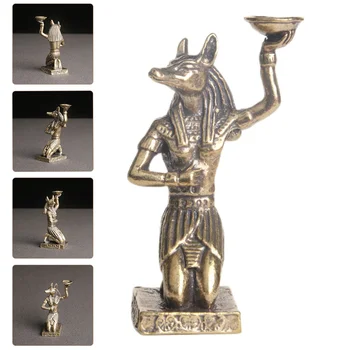 Месинг Египетска статуя Злато Офис декор Занаятчийски статуи Декорация Свещник Творческа златна фигурка Анубис изящна Изображение 5