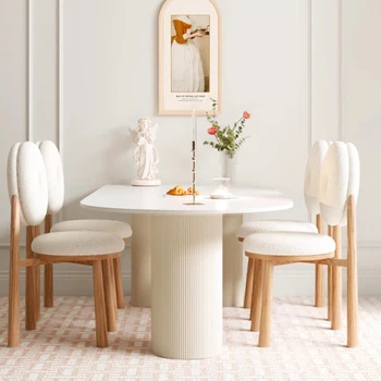 Мобилна маса за хранене Център Бял вход Водоустойчива маса за хранене Newclassic Luxury Mesas De Comedor Мебели за дома Изображение 2