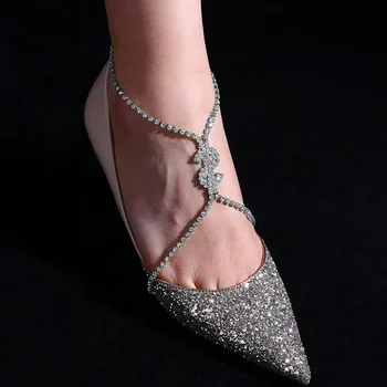 Мода Rhinestone долар знак глезен на едро за жени кръст пари висок ток гривна гривна на крак верига бижута