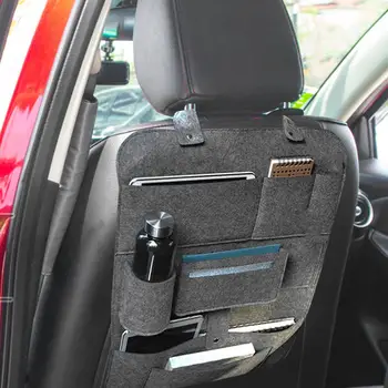  Организатор на облегалката на седалката Подложки за ритане на задната седалка с джобове Удобна многофункционална чанта за съхранение на задната седалка за кола, превозно средство Изображение 0