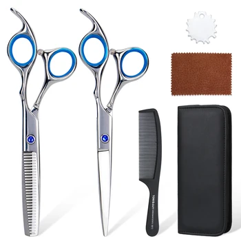  Професионална фризьорска ножица 6 инчова коса рязане + изтъняване ножици комплект бръснарски ножици високо качество 6CR13 стомана салон