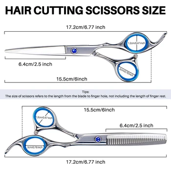  Професионална фризьорска ножица 6 инчова коса рязане + изтъняване ножици комплект бръснарски ножици високо качество 6CR13 стомана салон Изображение 1