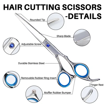  Професионална фризьорска ножица 6 инчова коса рязане + изтъняване ножици комплект бръснарски ножици високо качество 6CR13 стомана салон Изображение 3