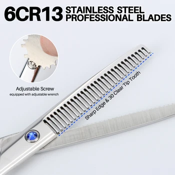  Професионална фризьорска ножица 6 инчова коса рязане + изтъняване ножици комплект бръснарски ножици високо качество 6CR13 стомана салон Изображение 4