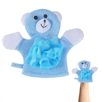 Ръкавици за баня Бебешки ръкавици за баня с карикатура животински куклен колоритен съединение памучна кърпа Нежен мек скраб за малко дете