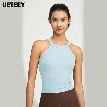 Секси оглавник жени йога ризи с подложки за гърди безшевни фитнес Crop отгоре оребрени фитнес ризи тренировка спортни върхове женски Activewears
